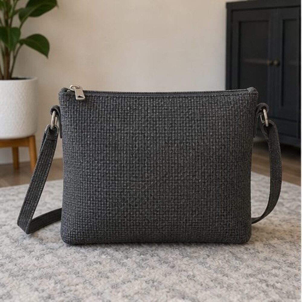 Charcoal Woven Crossbody Bag